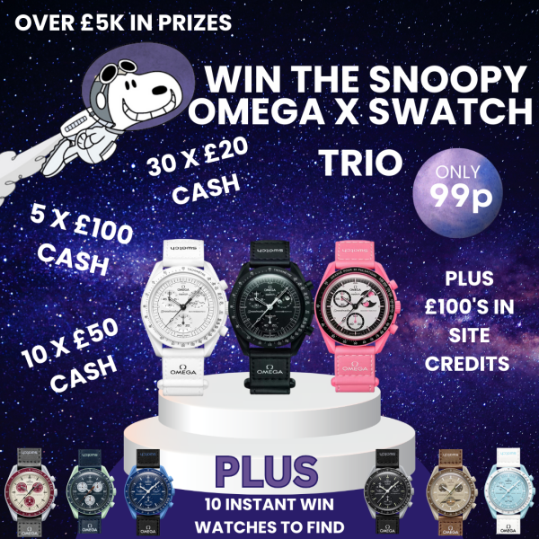 SNOOPY OMEGA X SWATCH TRIO! PLUS OMEGA X SWATCH & CASH INSTANT WINS!