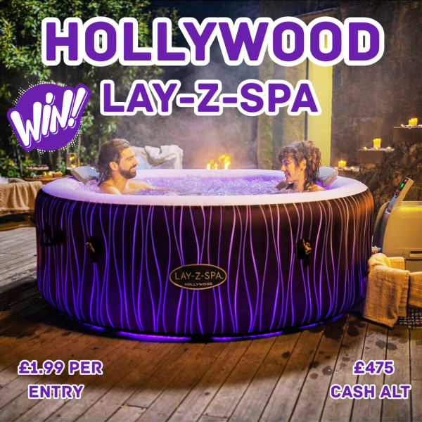 LAY-Z-SPA HOLLYWOOD 6 PERSON HOT TUB WITH LED LIGHTS OR £475 CASH ALT